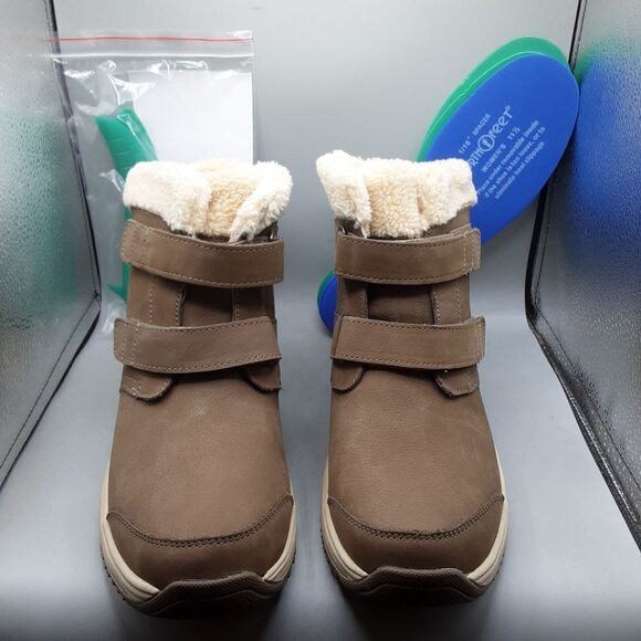 Orthofeet Florence Boots Women's 11.5W Brown Taupe Suede Ankle - Picture 2 of 10